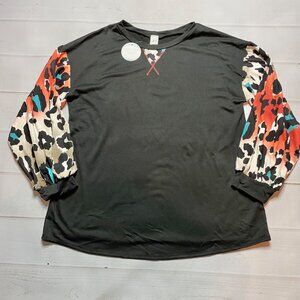 NWT - Now N Forever - Women’s Black Blouse w/ Decorative Sleeves - Size 1X